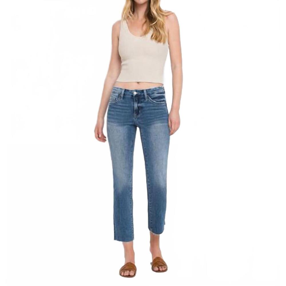 NEW VERVET BY FLYING MONKEY mid rise crop slim straight jeans in blue
